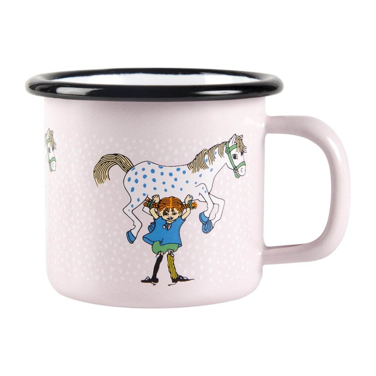 Muurla Pippi and the horse emaljekopp 1,5 dl Light pink