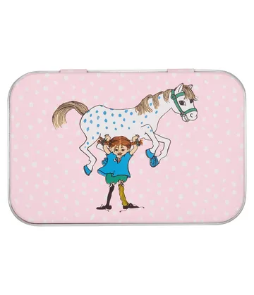 Pippi metallboks 10x6,5x3 cm - Pippi and the Horse - Muurla