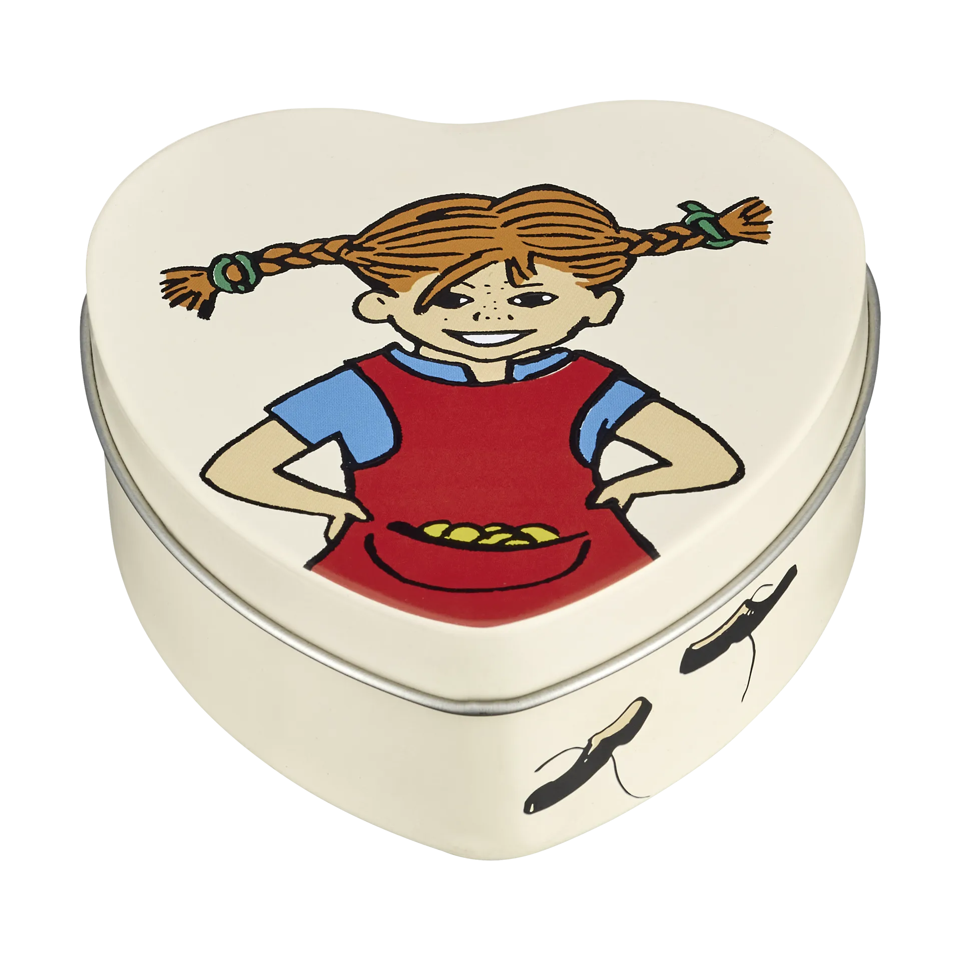 Pippi tinnboks hjerteformet 4x10 cm., Be More Pippi Muurla