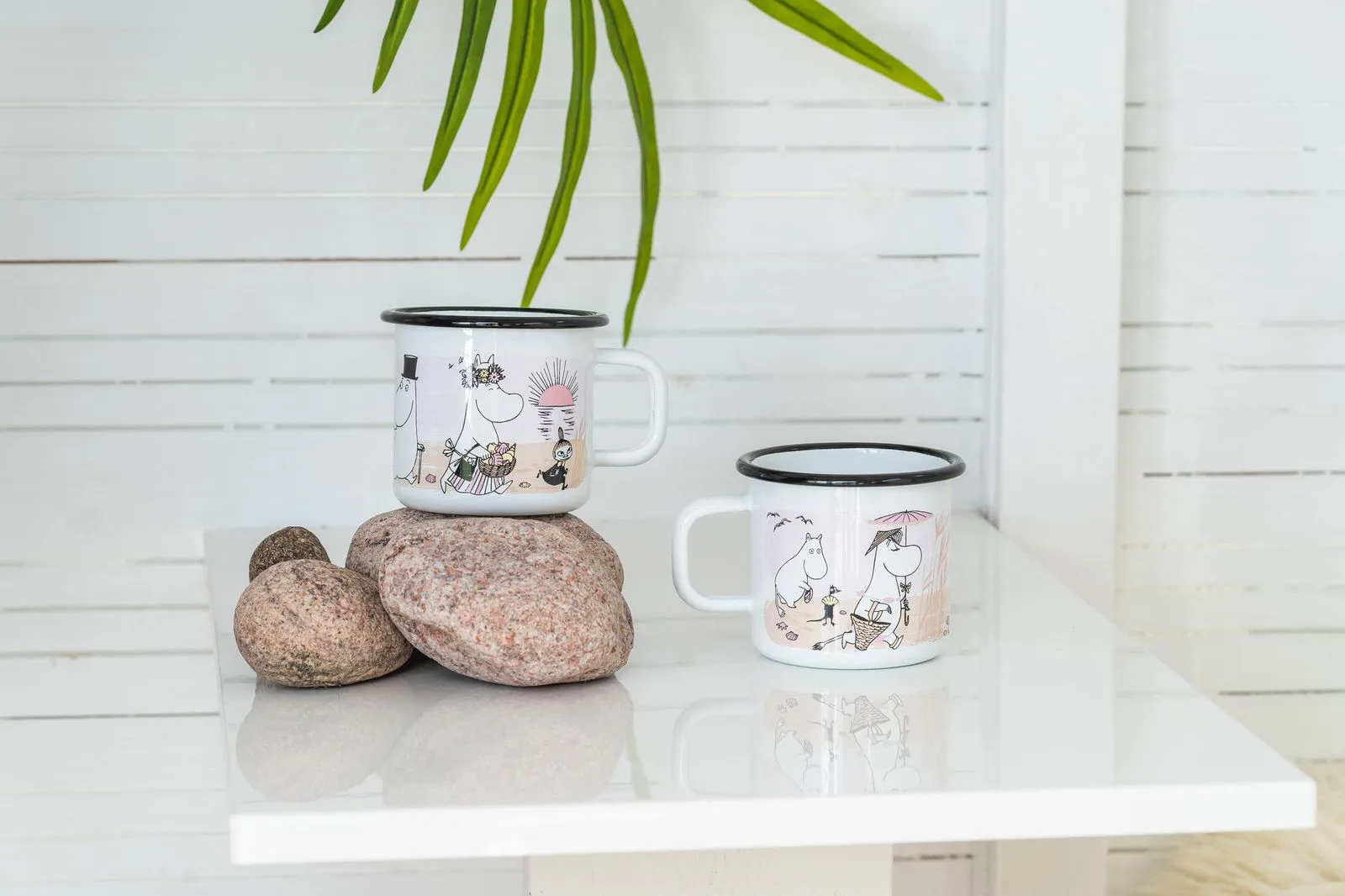 The Beach Retro emaljekopp 37 cl, White Muurla