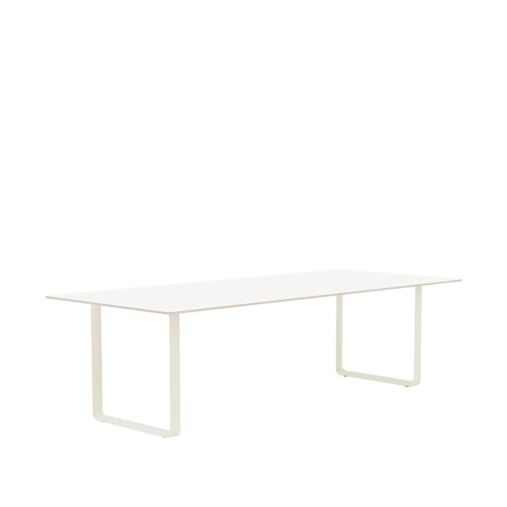 70/70 spisebord 255 x 108 cm, White laminate-Plywood-Sand Muuto