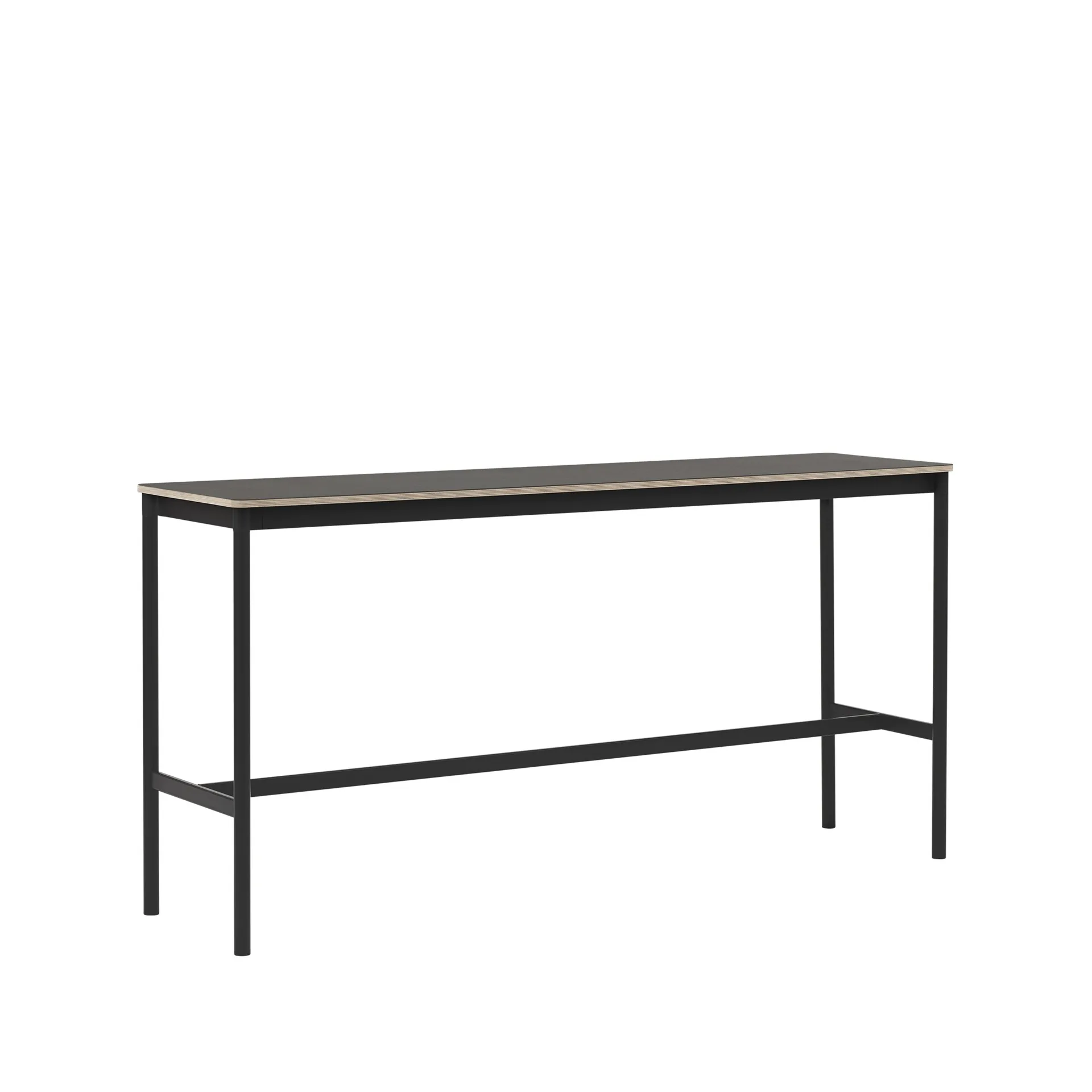 Base High barbord, black linoleum, sort stativ, plywoodkant, b 50 l 190 h 95 Muuto