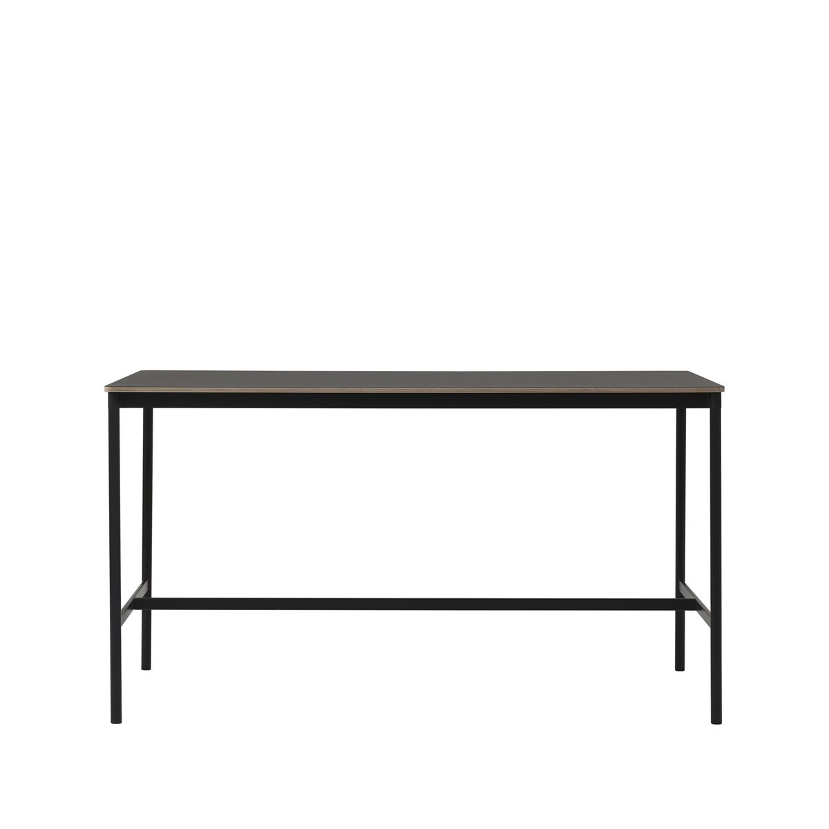Muuto Base High barbord black linoleum, sort stativ, plywoodkant, b 85 l 190 h 105