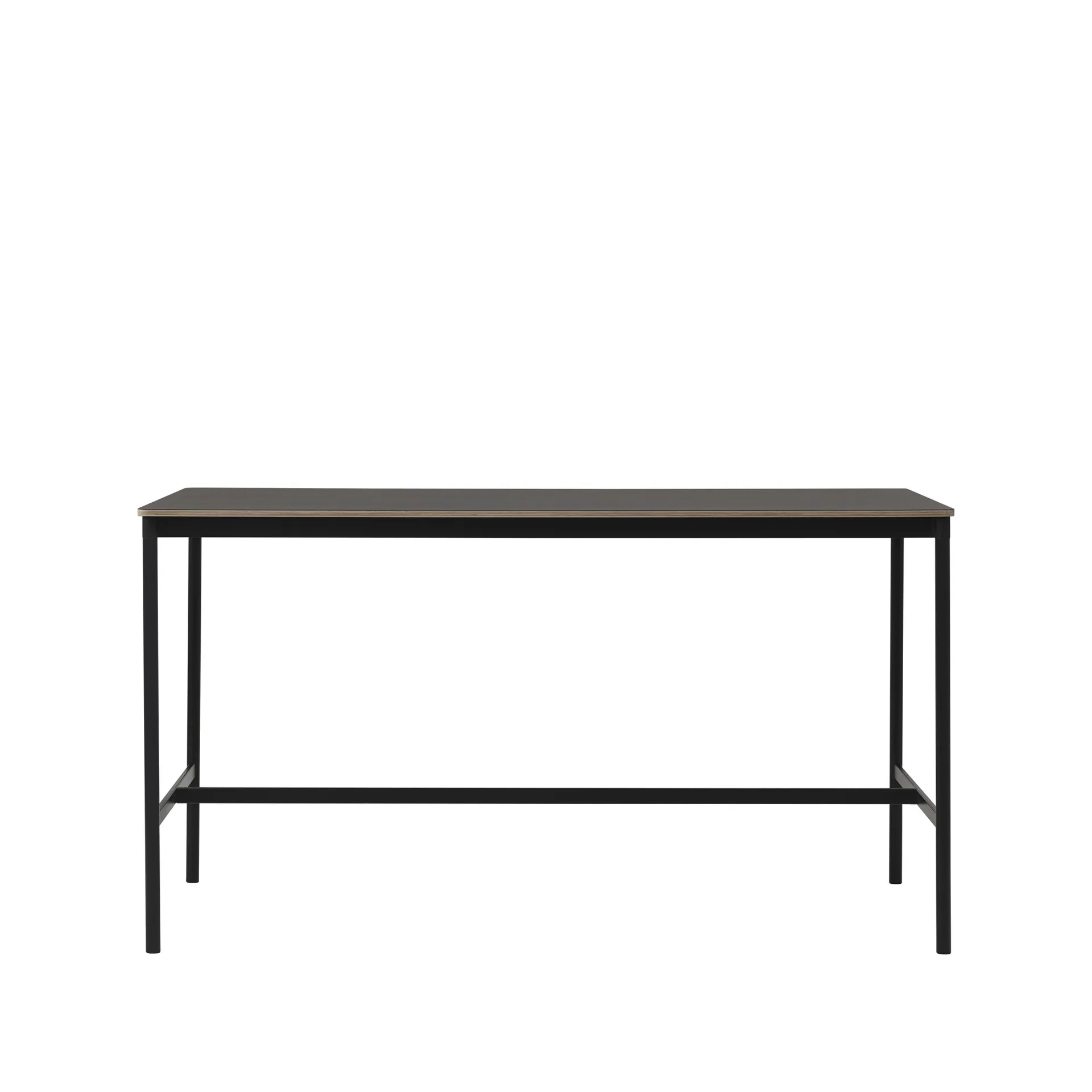 Base High barbord, black linoleum, sort stativ, plywoodkant, b 85 l 190 h 105 Muuto
