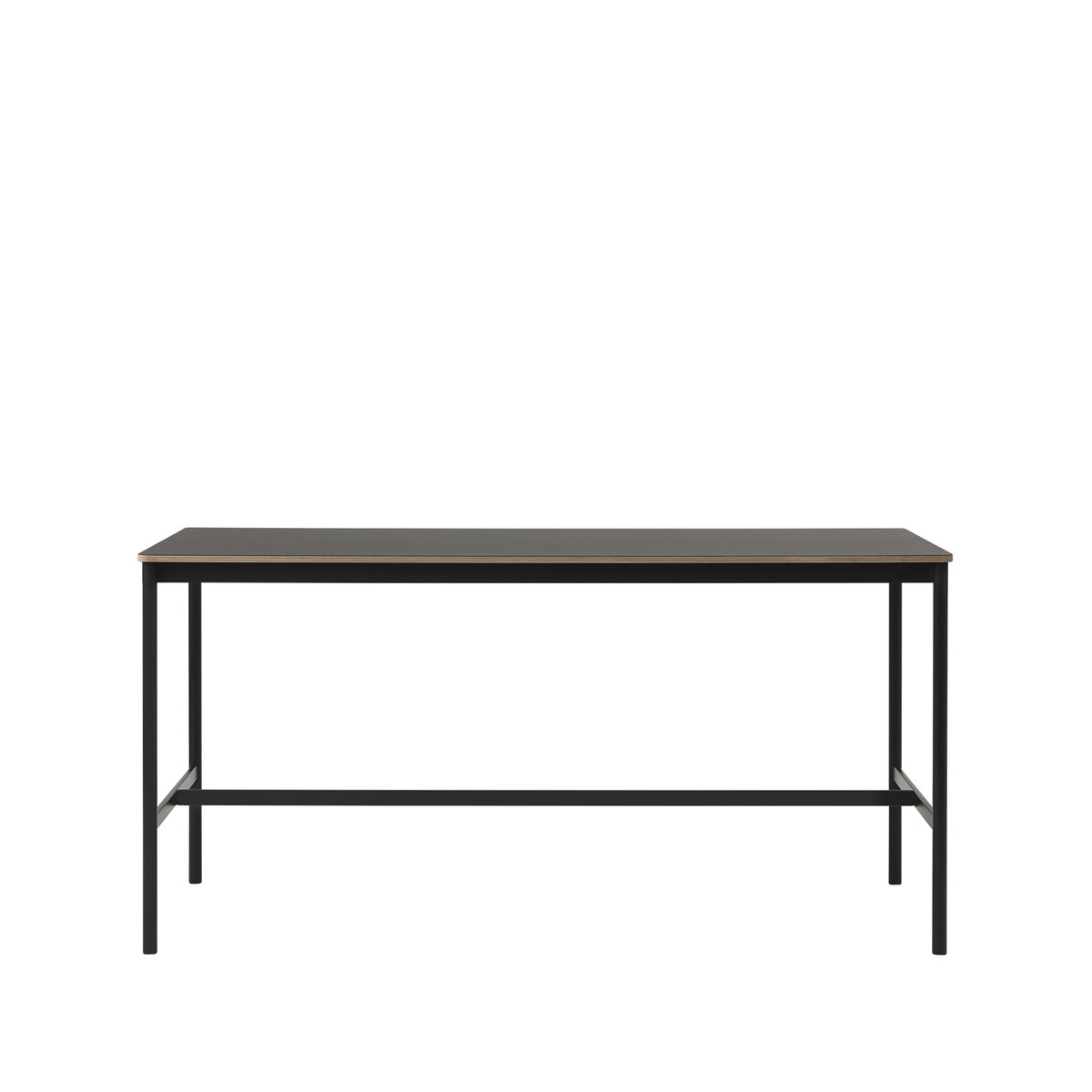 Muuto Base High barbord black linoleum, sort stativ, plywoodkant, b 85 l 190 h 95