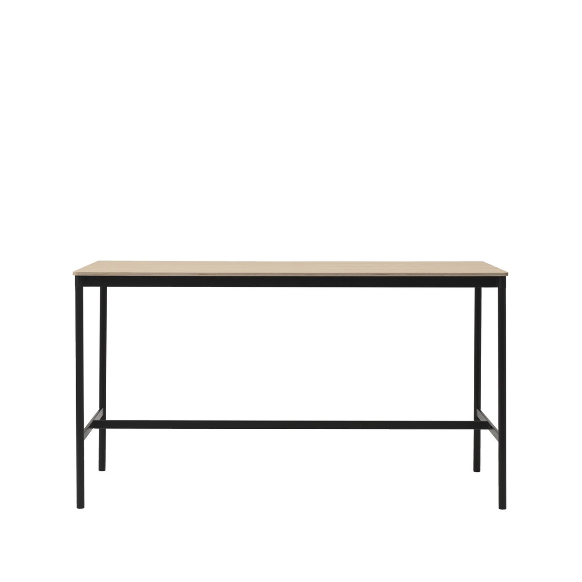 Muuto Base High barbord oak, sort stativ, plywoodkant, b 85 l 190 h 105