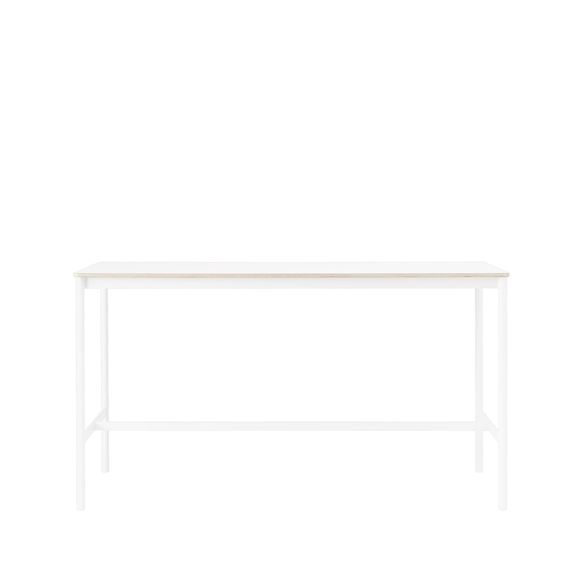 Muuto Base High barbord white laminate, hvitt stativ, plywoodkant, b 85 l 190 h 105