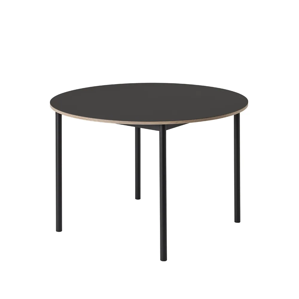 Base spisebord rundt Ø 110 cm, Black linoleum-Plywood-Black Muuto
