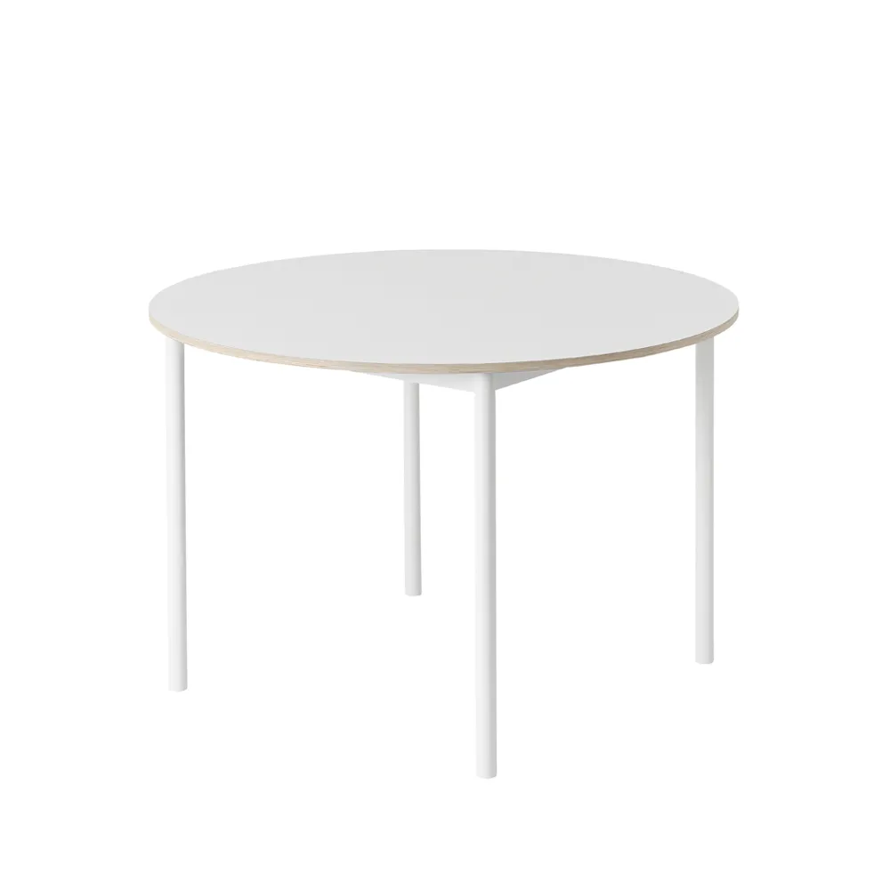 Base spisebord rundt Ø 110 cm, White laminate-Plywood-White Muuto