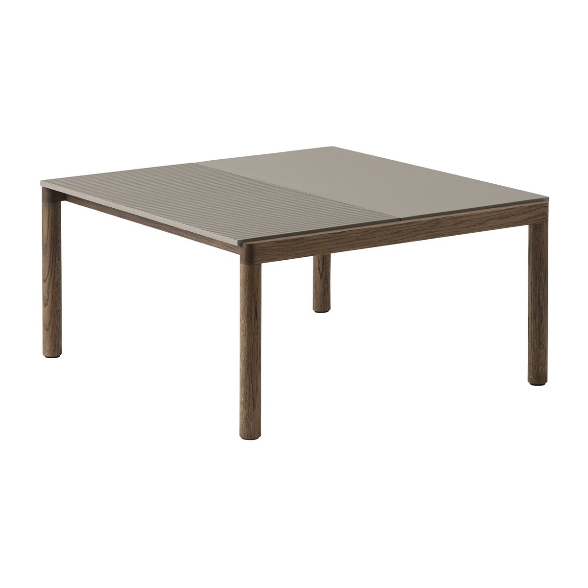 Bilde av Muuto Couple 1 Plain-1 Wavy salongbord 80 x 84 x 40 cm Taupe-dark oiled oak