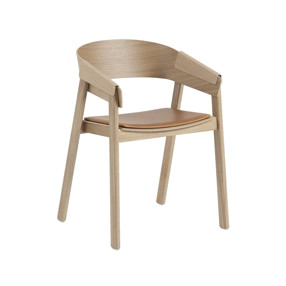 Muuto Cover karmstol trukket sete Refine leather cognac-Oak