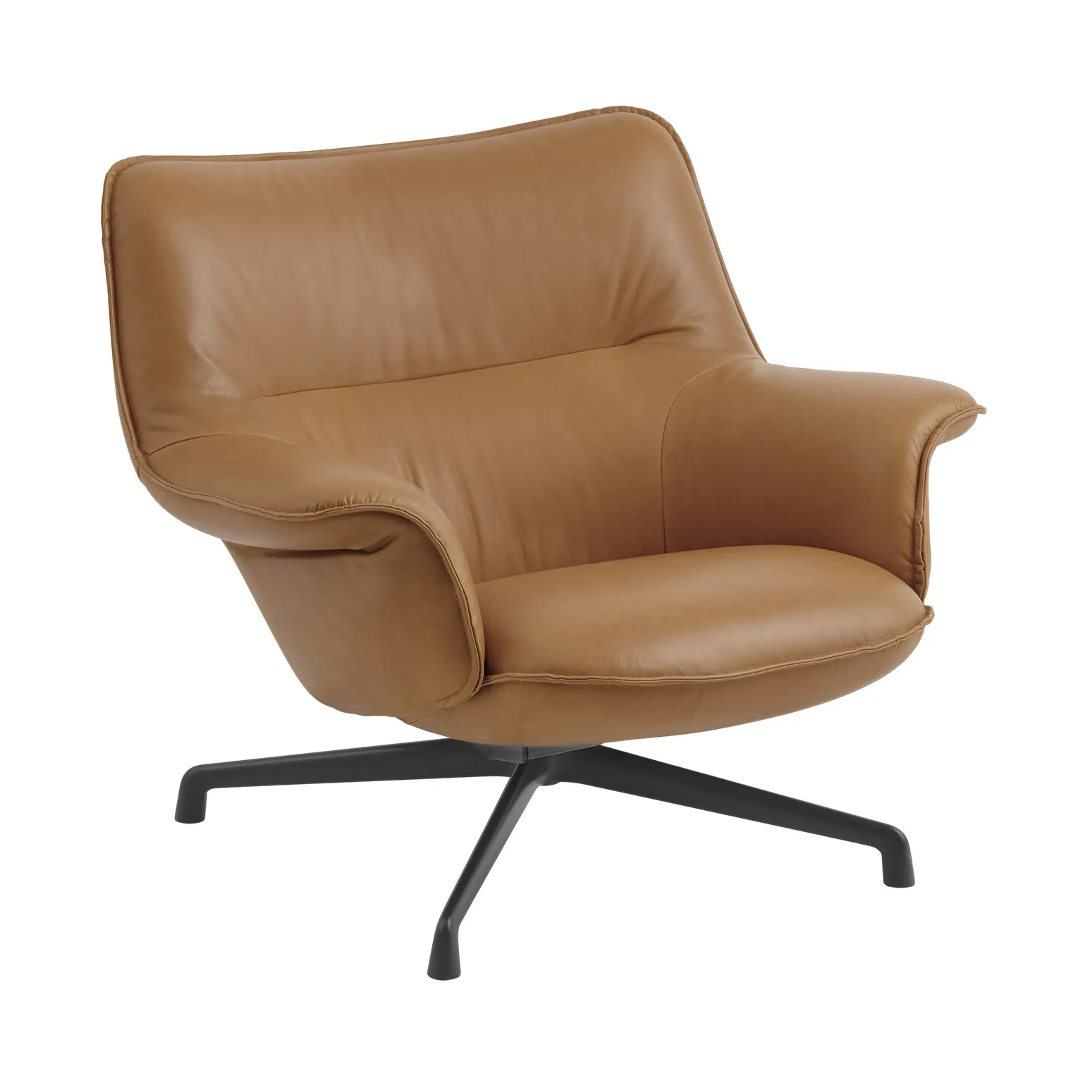 Doze lenestol lav swivel base, Refine leather cognac-black Muuto