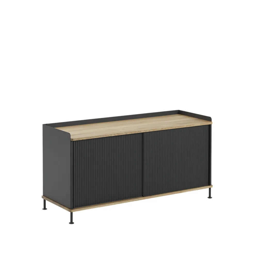 Enfold Low Sideboard, Black-Oak-Metal Muuto