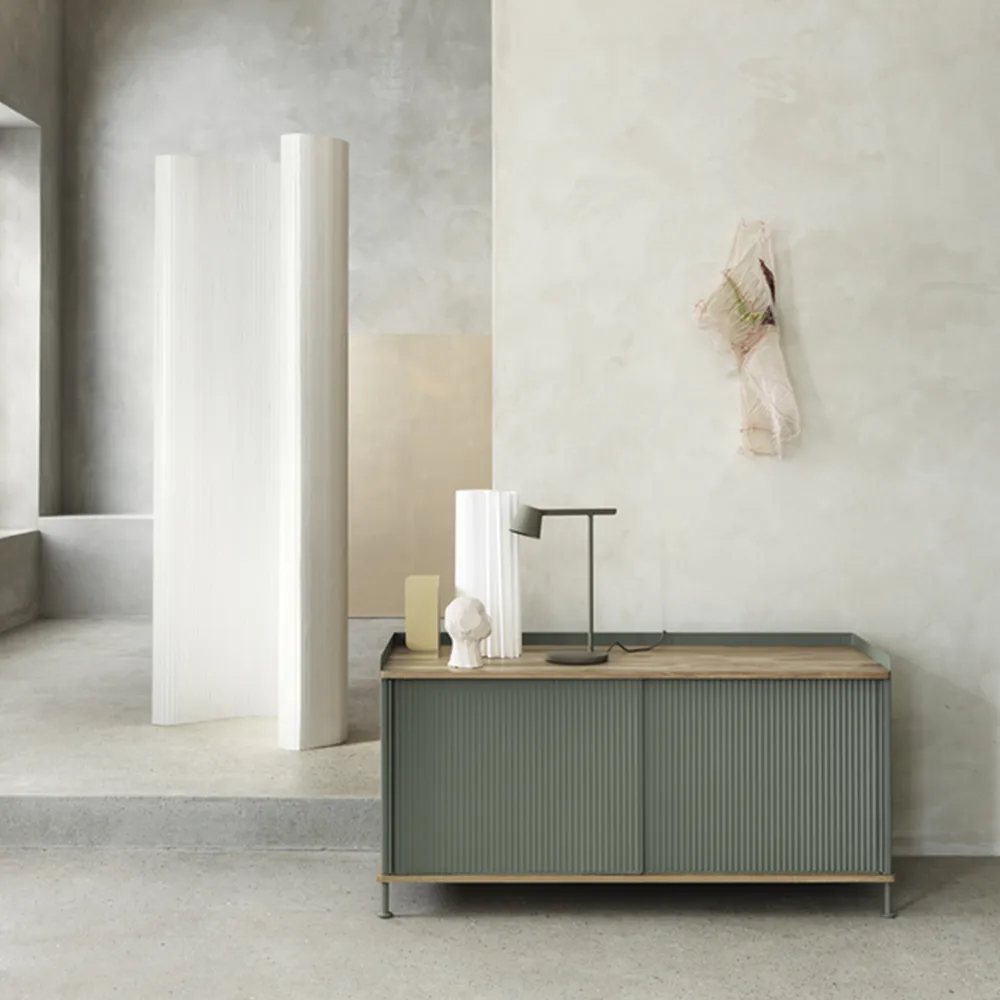 Enfold Low Sideboard, Yellow-Oak-Metal Muuto