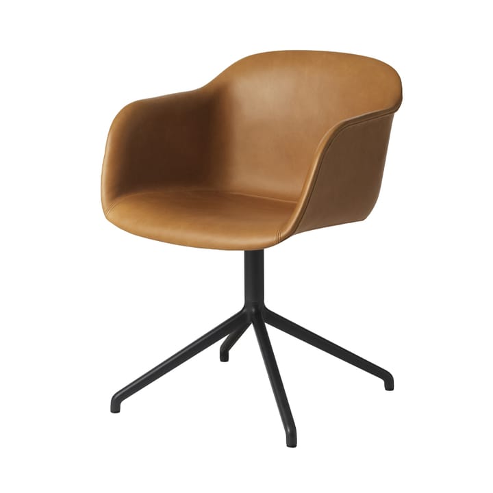 Fiber armchair med dreibar kontorfot - cognac, sort stativ - Muuto