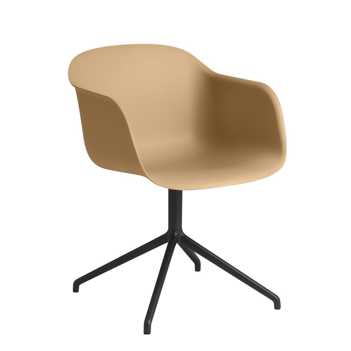 Muuto Fiber armchair med dreibar kontorfot ockra-svart