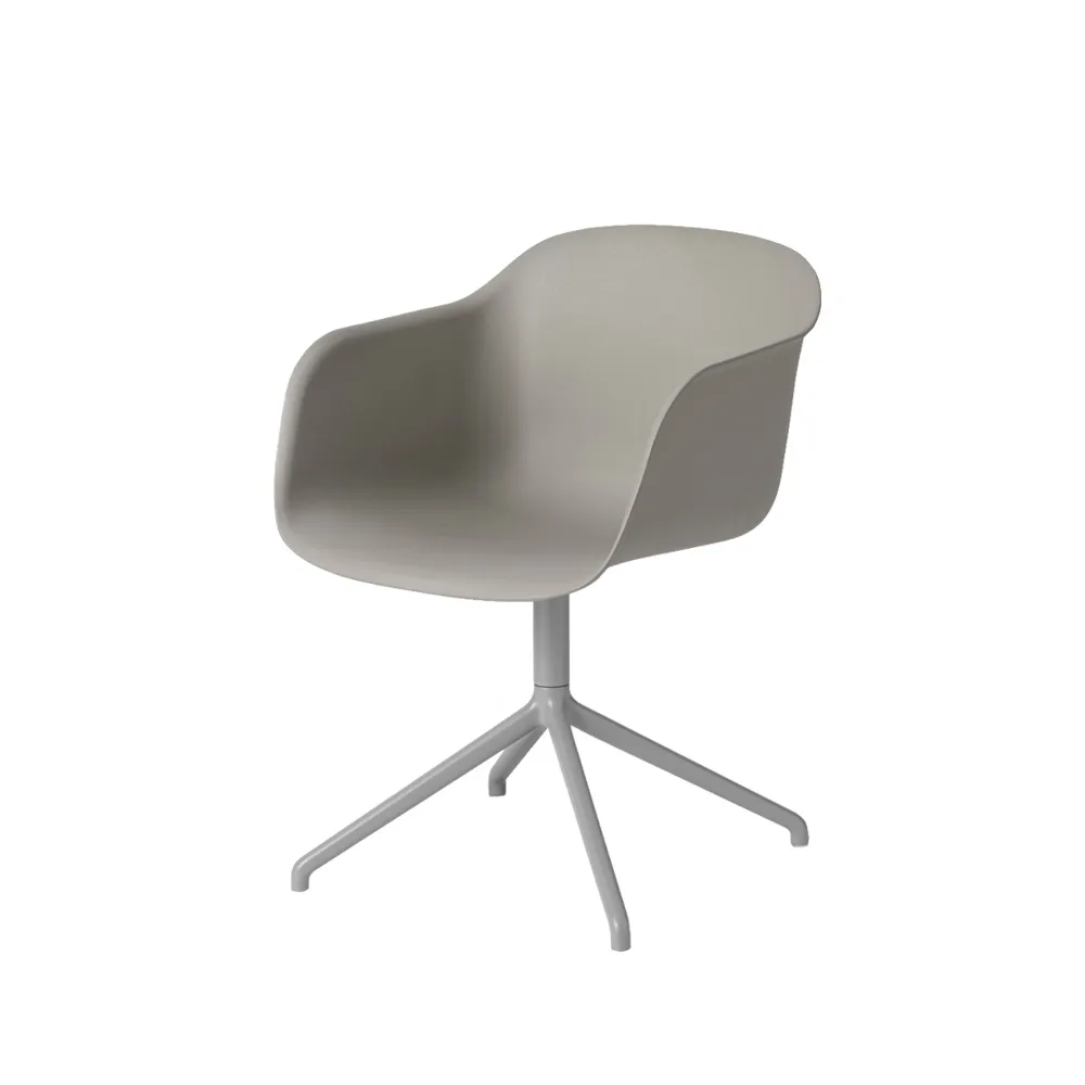 Fiber armchair med dreibar kontorfot som kan svinges, grey, grått stativ Muuto