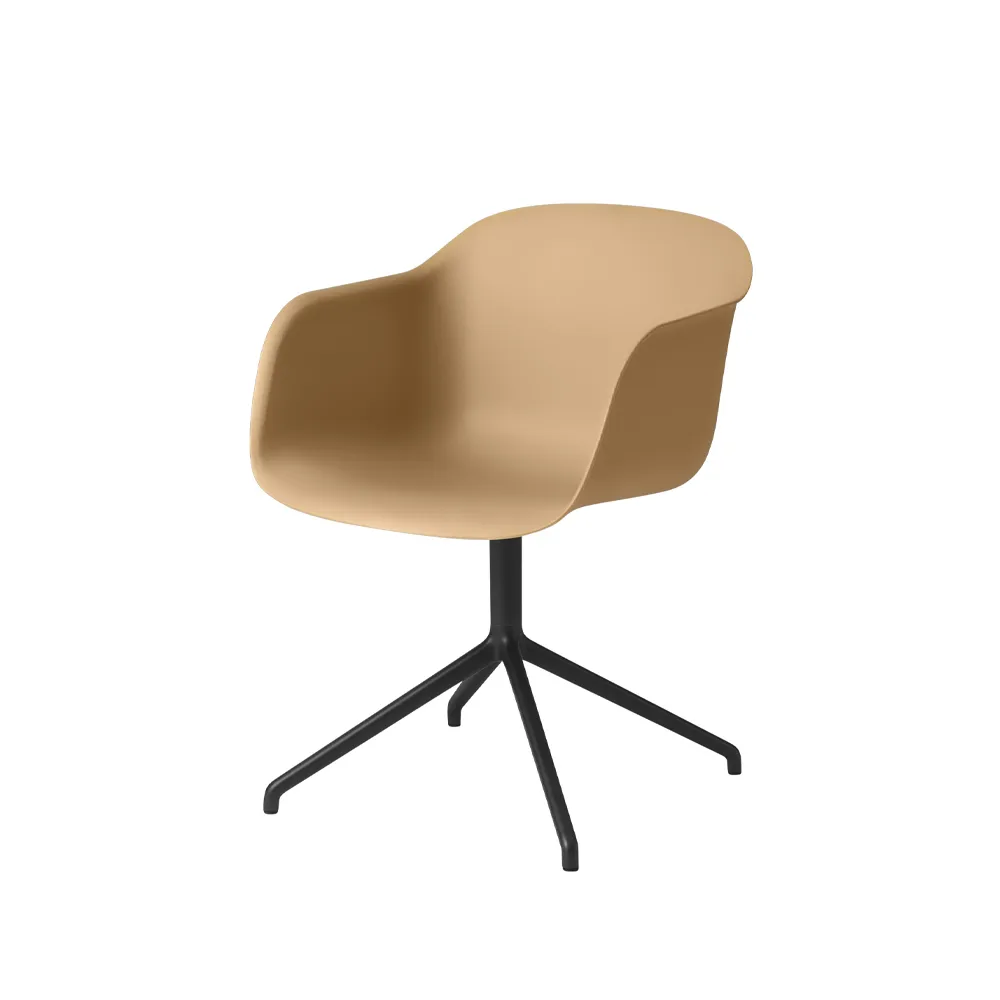Fiber armchair med dreibar kontorfot som kan svinges, Ochre-anthracite black Muuto