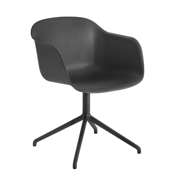 Fiber armchair med dreibar kontorfot - svart - Muuto