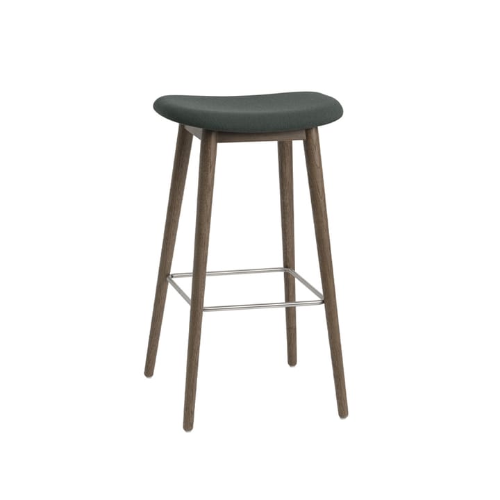 Fiber bar stool 75 cm - tekstil twill weave 990 dark green, brunbeisede eikeben - Muuto