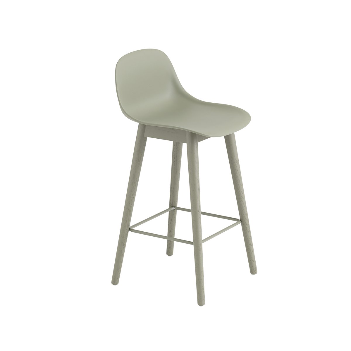 Bilde av Muuto Fiber barstol med ryggstøtte 65 cm Dusty green-grønne ben