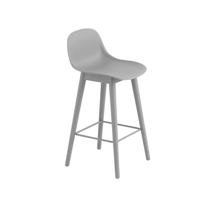 Fiber barstol med ryggstøtte - grey, grå ben, lav - Muuto