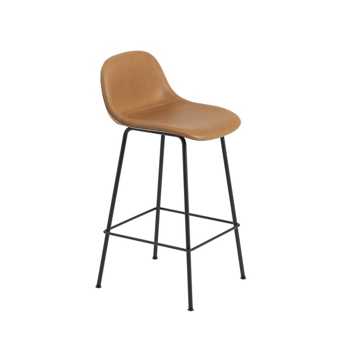 Fiber barstol metallben - Refine leather cognac-Black - Muuto