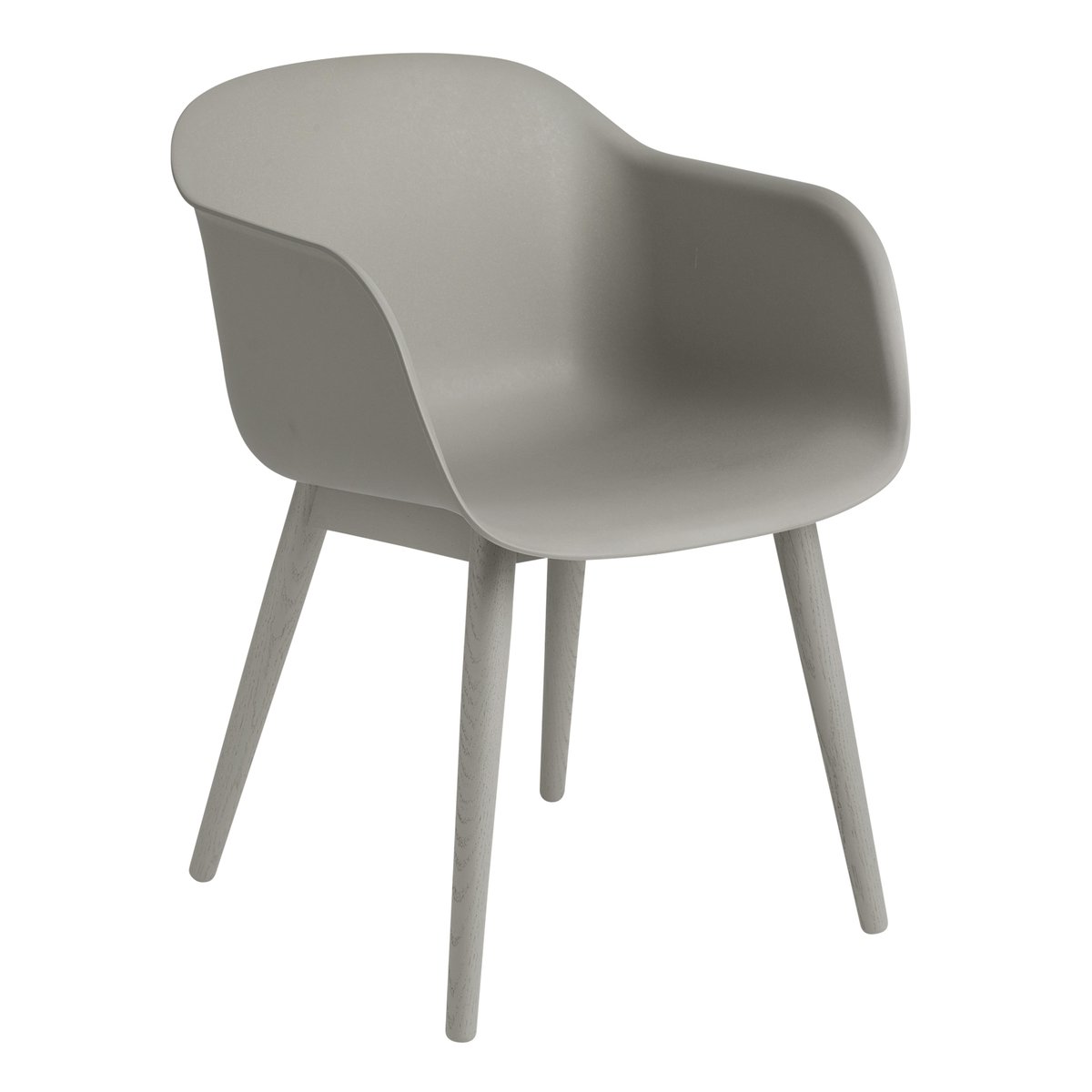 Muuto Fiber Chair stol med armstøtte og trebein grå