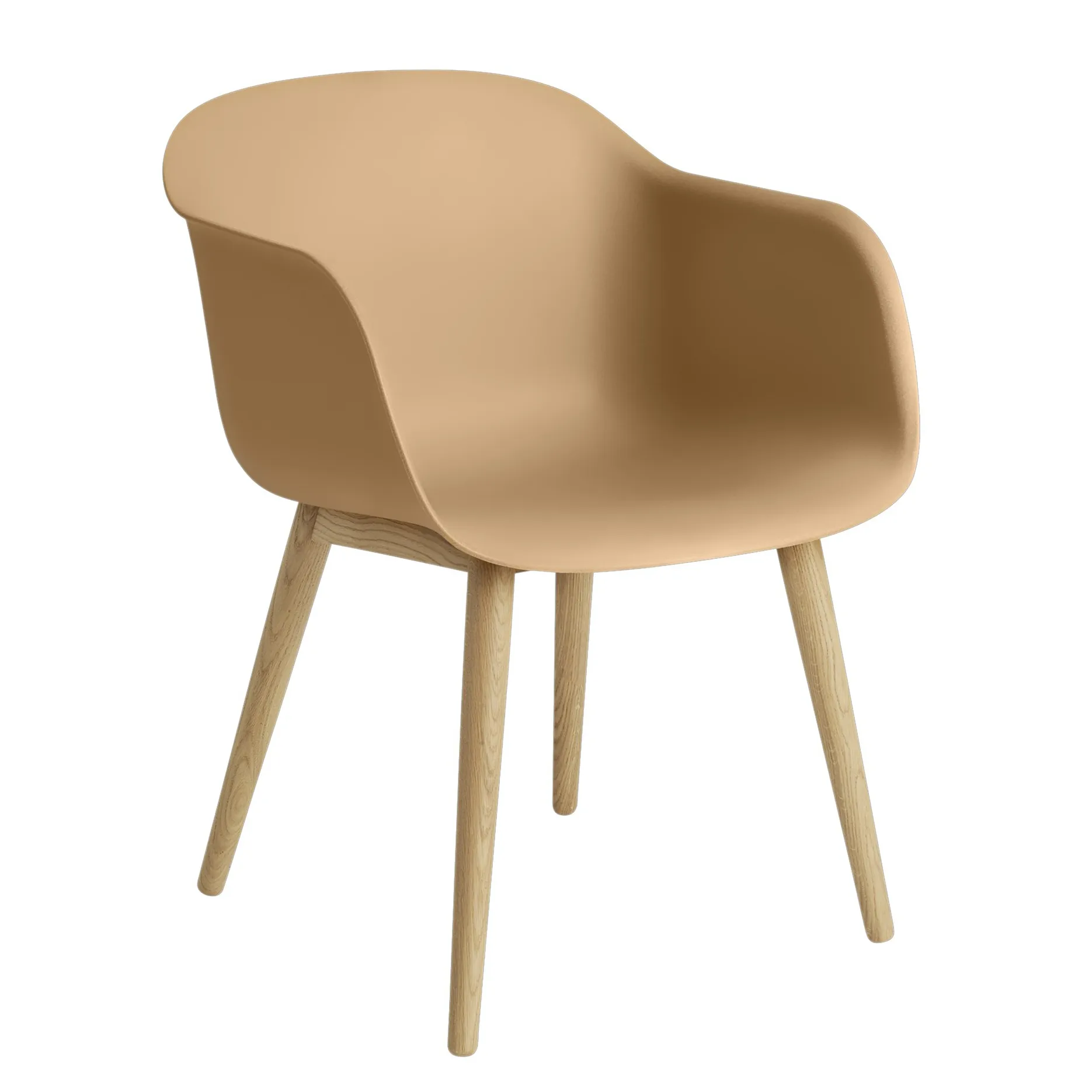 Fiber Chair stol med armstøtte og trebein, Ochre-oak Muuto