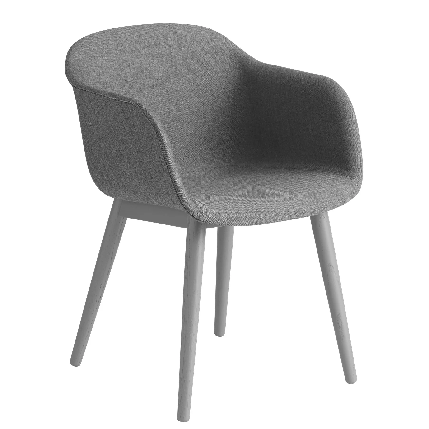 Fiber Chair stol med armstøtte og trebein, Remix 133-grey Muuto