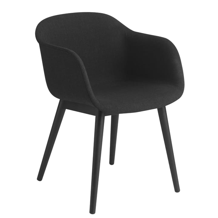 Fiber Chair stol med armstøtte og trebein - Remix 183-black - Muuto