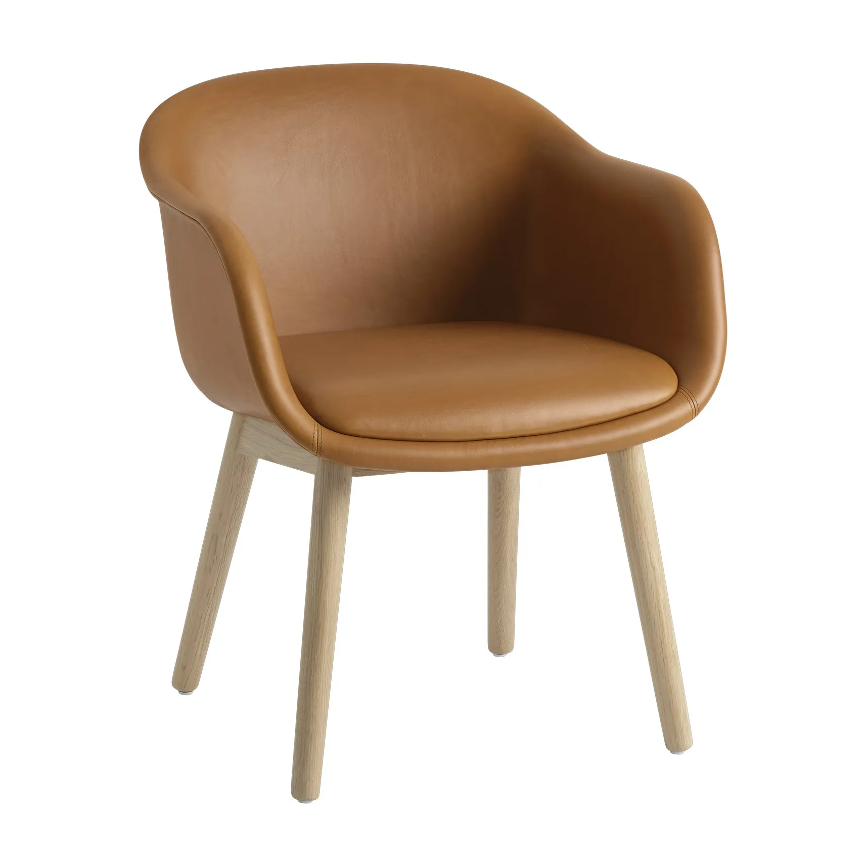Fiber Conference Armchair med treben, Refine leather cognac-oak Muuto