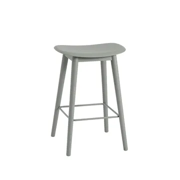 Fiber counter stool 65 cm - dusty green, grønne ben - Muuto