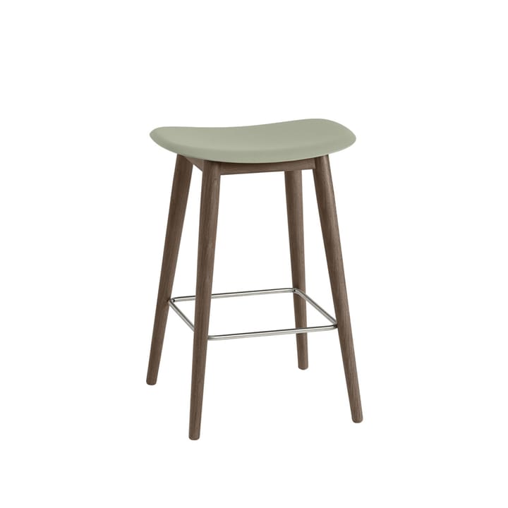 Fiber counter stool 75 cm - dusty green, mørkebrunbeisede ben - Muuto