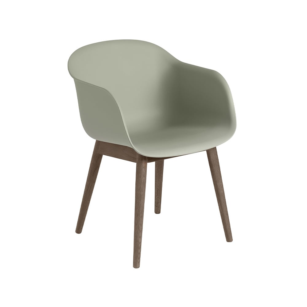 Muuto Fiber karmstol treben dusty green, mørkebrunbeisede ben