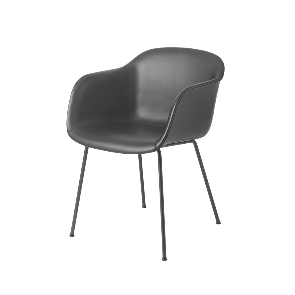Muuto Fiber karmstol tube base Refine leather black-Black