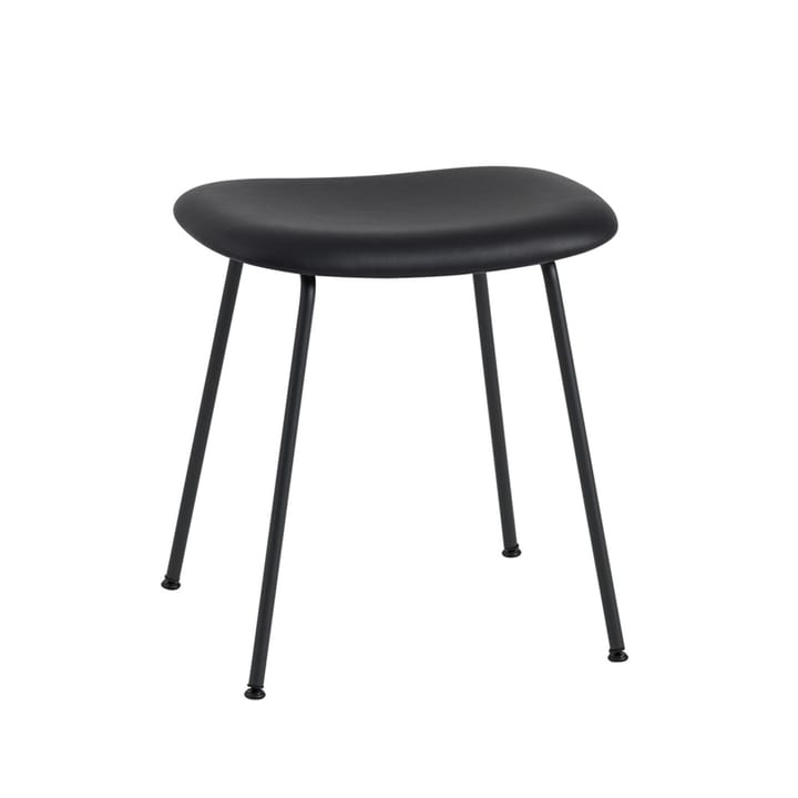 Fiber krakk - skinn black, sort stålstativ - Muuto