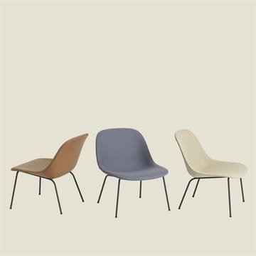Fiber lounge stol med stålbein - beige, svart - Muuto