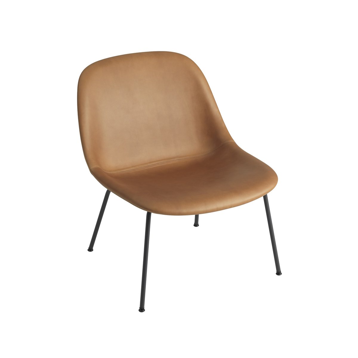 Bilde av Muuto Fiber Lounge stol med stålbein cognac svart