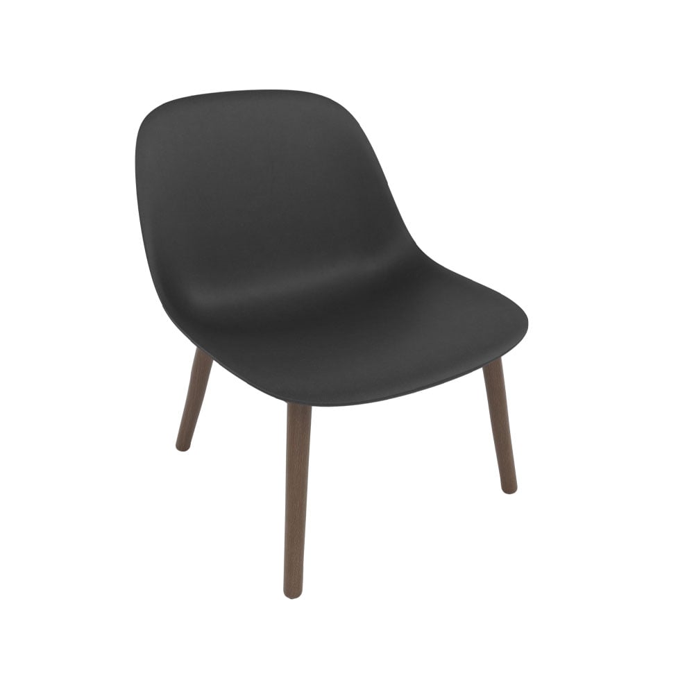 Muuto Fiber loungestol wood base black, mrkebrunbeisede ben