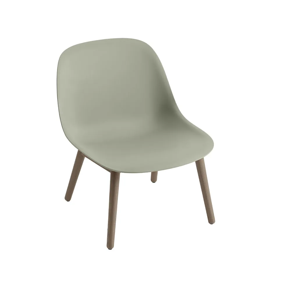 Fiber loungestol wood base, dusty green, mørkebrunbeisede ben Muuto