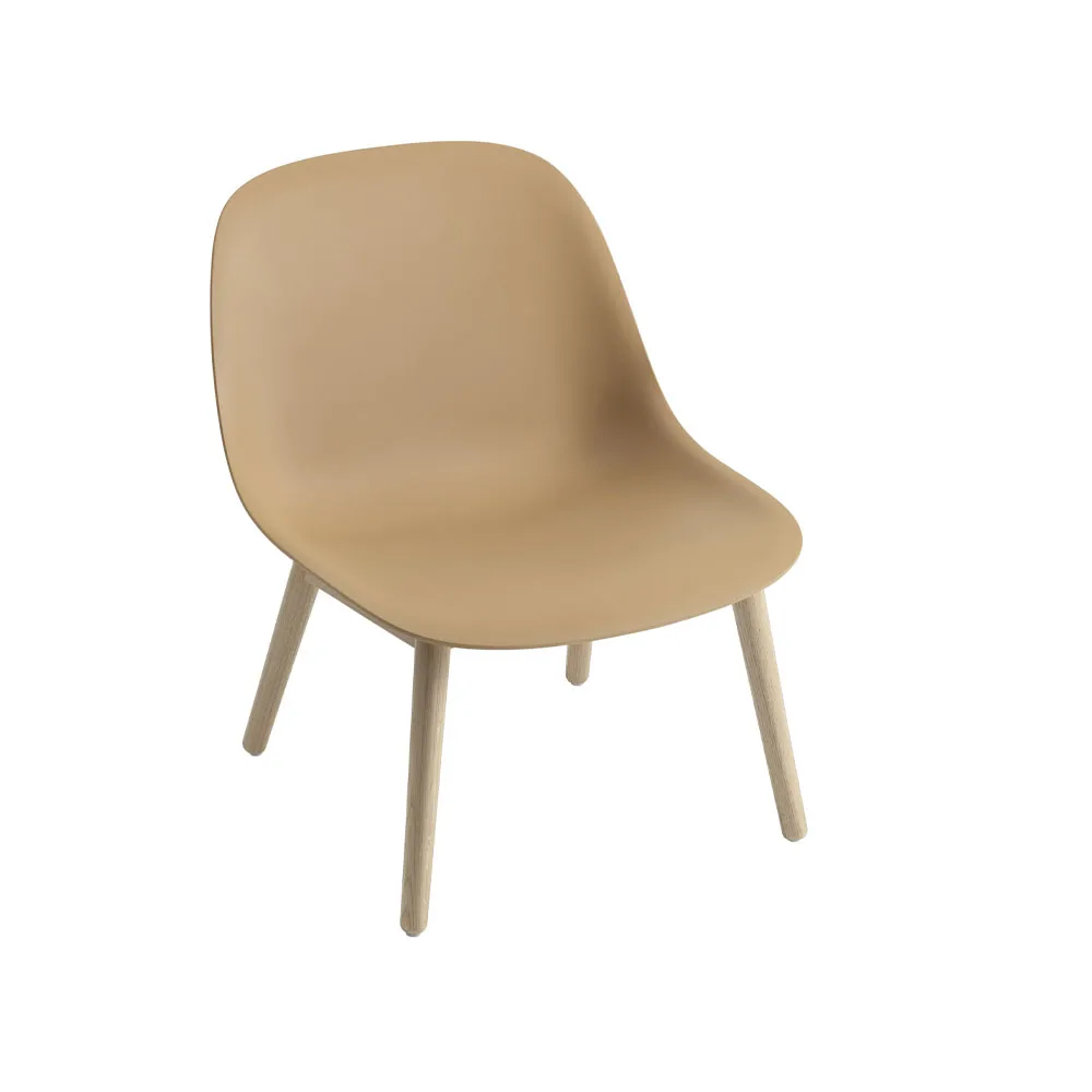Fiber loungestol wood base, ochre, eikeben Muuto