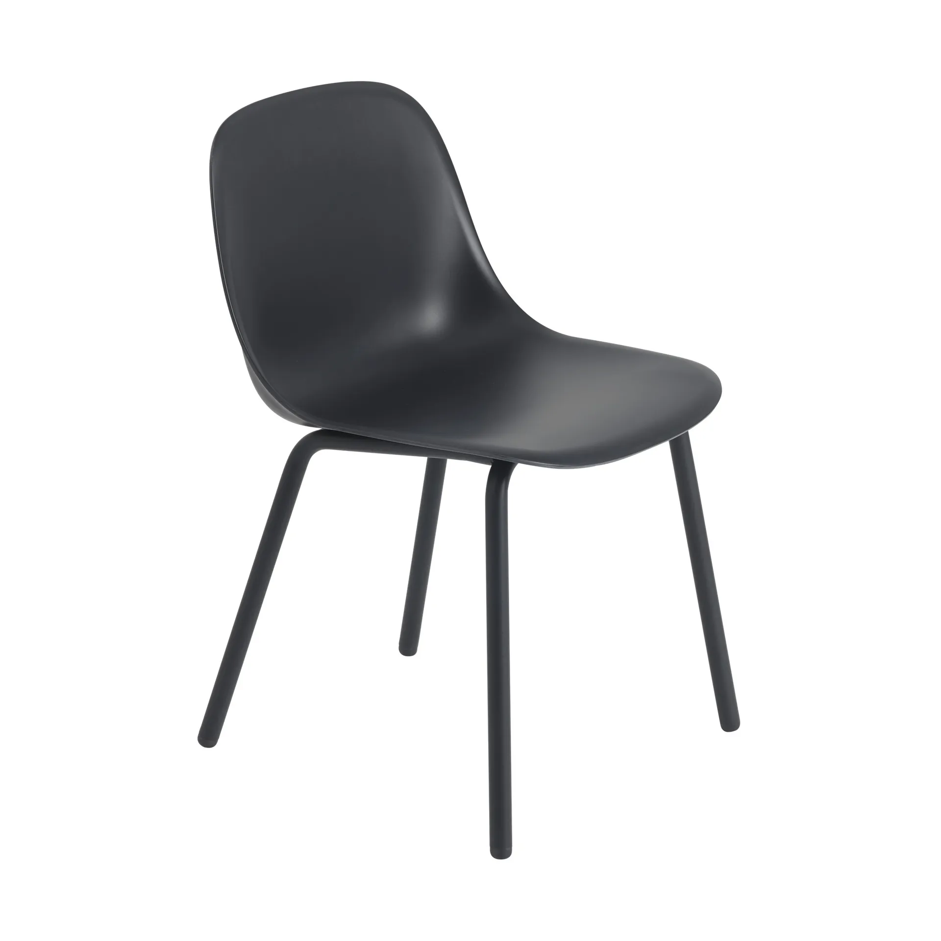 Fiber Outdoor Side Chair med stålben, Anthracite black Muuto