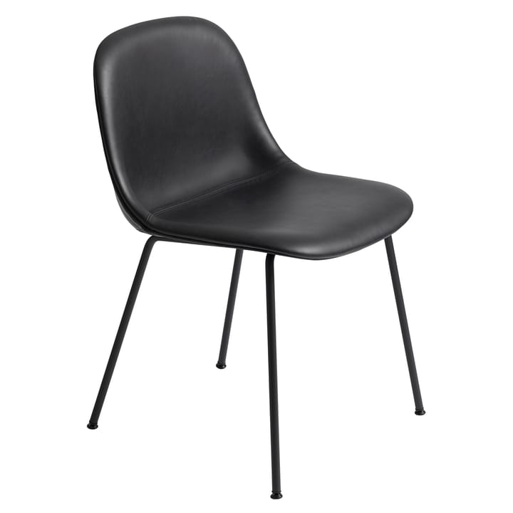 Fiber Side Chair med metallben - svart skinn - Muuto