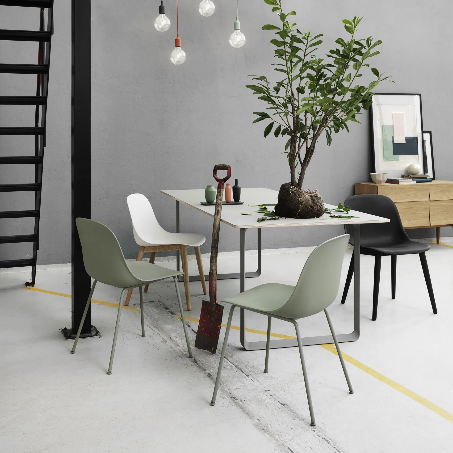 Fiber side chair stol, dusty green Muuto