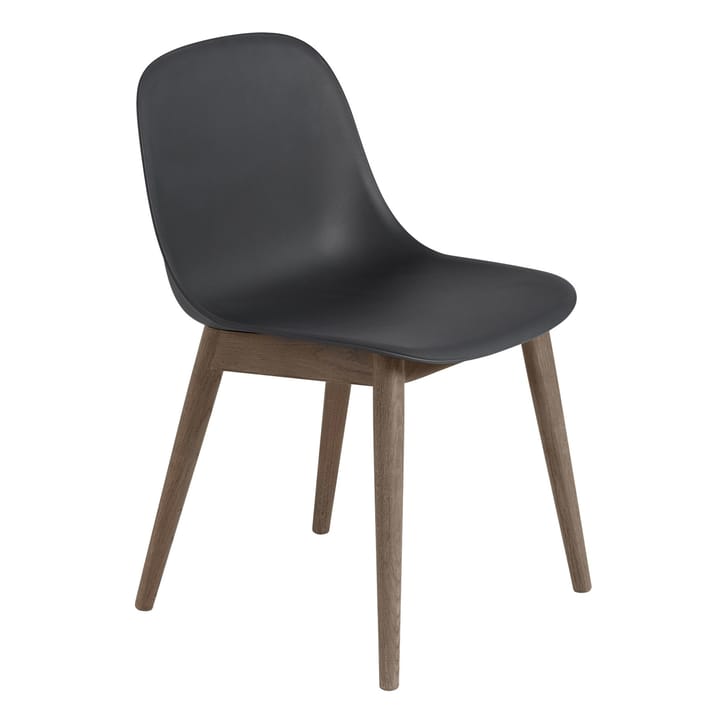 Fiber Side Chair stol med trebein - Black-stained dark brown - Muuto