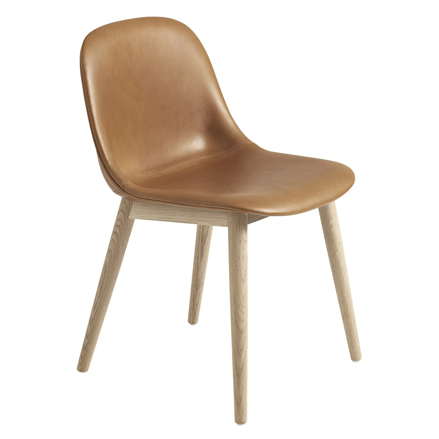 Fiber Side Chair stol med trebein, Cognac leather-oak Muuto