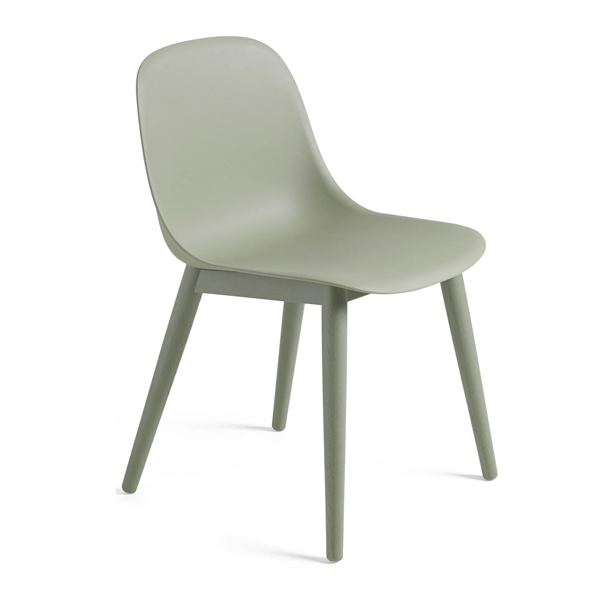 Fiber Side Chair stol med trebein, dusty green Muuto