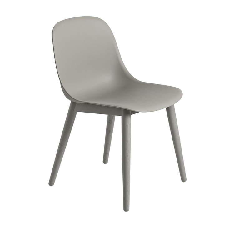 Fiber Side Chair stol med trebein - grå - Muuto
