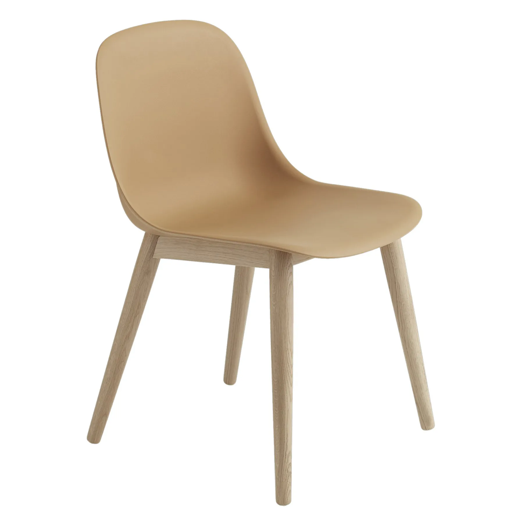 Fiber Side Chair stol med trebein, Ochre-oak Muuto